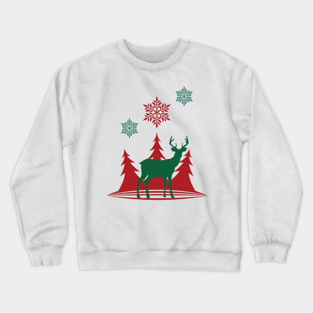 Xmas and Reindeer Rudolph Crewneck Sweatshirt by Teemperor